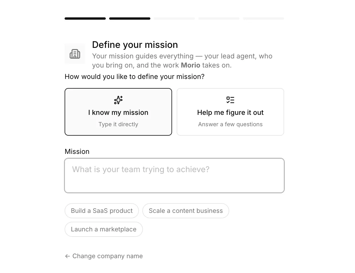 PaperclipAI 定义公司 Mission 的界面